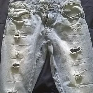 Old Navy - Relaxed Slim Distressed Blue Jeans